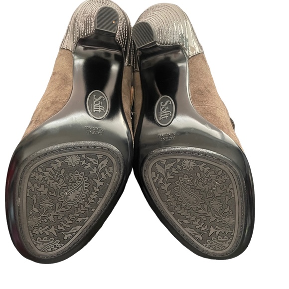 Sofft 7 1/2 Brown Suede Shoes Heels 3 1/2 inch - Picture 9 of 10